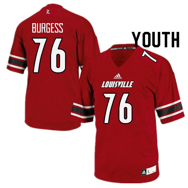 Youth #76 Luke Burgess Louisville Cardinals College Football Jerseys Stitched Sale-Red